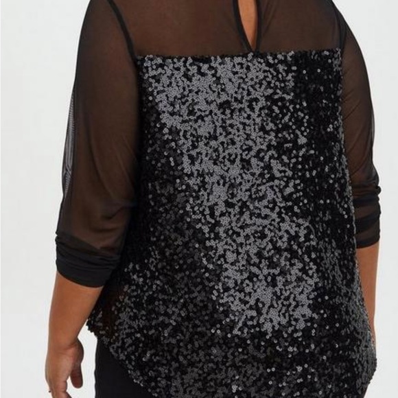 NWT TORRID Black Mesh And Sequin Top~ 3X - Picture 2 of 3